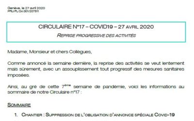 Circulaire n°17 – Reprise progressive des activités – 27 avril 2020